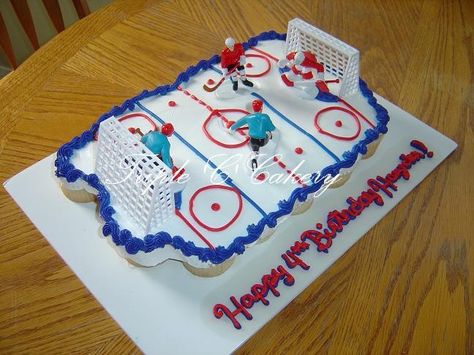 hockey Hockey Cupcake Cake, Hockey Party Ideas, Hockey Cupcakes, Hockey Birthday Cake, Birthday Cake Boys, Hockey Cake, Hockey Birthday Party, Hockey Cakes, Hockey Birthday Parties