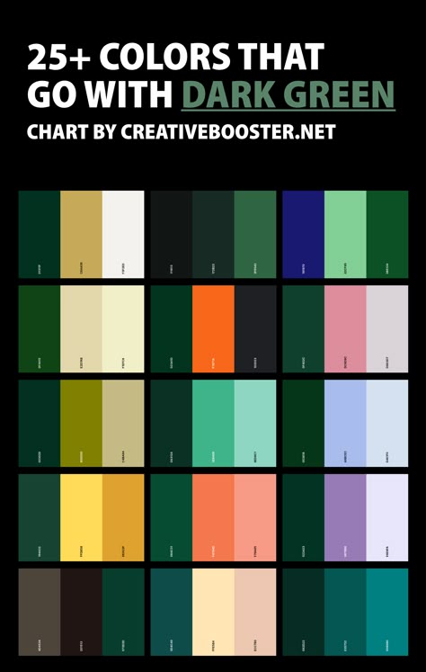 Colors With Forest Green, Green Color Wheel Colour Schemes, Complementary Color To Green, Colors To Pair With Dark Green, Colors Complementary To Green, Complementary Colors For Green, Dark Green Colors Palette, Complementary Colors To Green, Green Palette Outfit