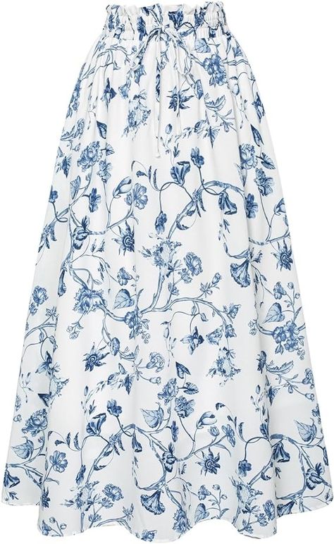 Amazon.com: Long Flowy Skirts for Women Victorian Floral Print Flowy Skirt with Pockets Blue XL : Clothing, Shoes & Jewelry Cheap Maxi Skirts, Long Skirt With Pockets, Floral Long Skirt, Long Flowy Skirt, Long Floral Skirt, Bustle Skirt, Blue Maxi, Skirt With Pockets, Skirts For Women