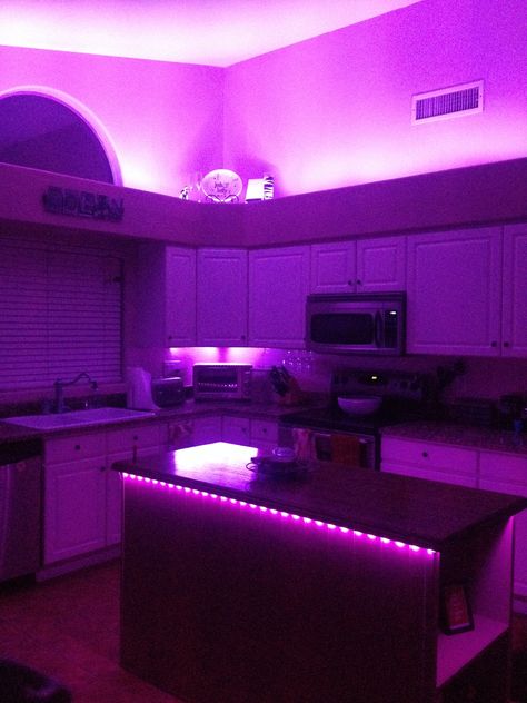 New lights in the kitchen :)) Led Lights In Kitchen, Lights In The Kitchen, Kitchen Led Lighting, Led Kitchen, Future Apartment Decor, Dream Place, Future Apartment, Sophomore Year, Apartment Kitchen