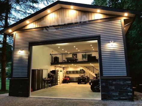 Metal Shop Houses, Shop With Living Quarters, Garage With Living Quarters, Barn With Living Quarters, Plan Garage, Garage Loft, Mechanic Garage, Metal House, Metal Garages