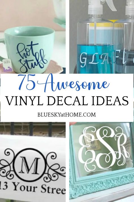 75 Awesome Ways to Use Vinyl Decals - Bluesky at Home Christmas Sticker Ideas, Cricut Wall Decals, Vinyl Decals Ideas, Adhesive Vinyl Projects, Vinyl Decal Projects, Accessories Organization, Decal Ideas, Diy Vinyl, Tree Wall Decal