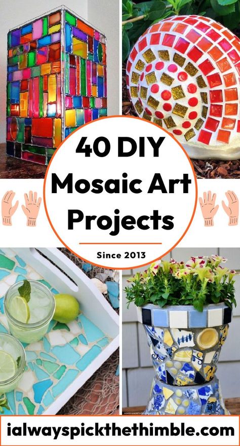 Diy Mosaic Garden Ideas, Diy Mosaics For Beginners, Ideas For Mosaic Art, Mosaic Designs Easy Flower, Easy Diy Mosaic Projects, Mosaic Crafts For Adults, Mosaic Tiles Crafts Diy, Mosaic Ideas Beginner Tile, Mosaic Garden Art Diy