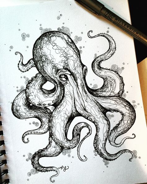 Octopus Sketch on Behance Octopus Ink Drawing, Kraken Drawing, Octopus Sketch, Octopus Drawing, Octopus Tattoo Design, Octopus Tattoo, Octopus Art, Desenho Tattoo, Tattoo Art Drawings