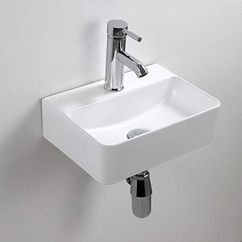 Small Cloakroom Basin, Tiny Bathroom Sink, Small Cloakroom, Ceramic Wash Basin, Wall Hung Basin, Small Basin, Small Bathroom Sinks, Washbasin Design, Cloakroom Basin