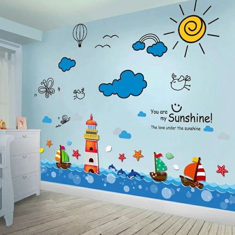 Szoba dekor | Kids room wall decals, Art classroom decor, School decorations Classroom Walls Paint, School Wall Art Ideas, School Wall Painting, School Wall Decoration, Decoration Hall, Kindergarten Decorations, Preschool Decor, Daycare Decor, Kindergarten Classroom Decor