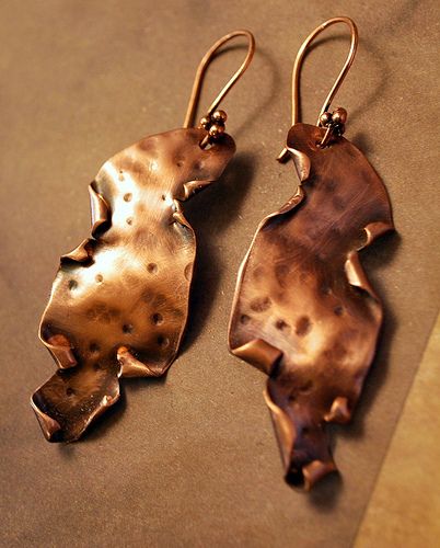 Copper Work, Silver Jewelry Diy, Copper Jewellery, Metalsmithing Jewelry, Silver Jewelry Handmade, Copper Necklace, Metal Clay, Copper Earrings, Metal Earrings