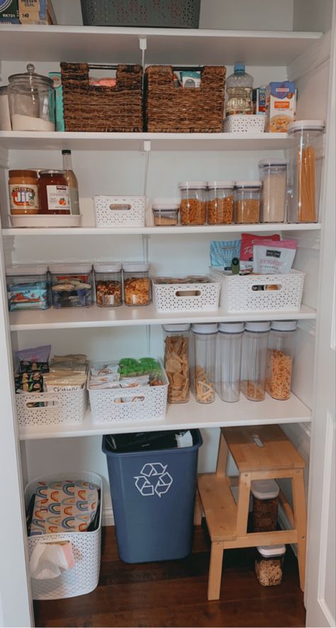 Pantry Organization Realistic, Costco Organization, Realistic Pantry Organization, Realistic Organization, Realistic Pantry, Pantry Closet Ideas, Overland Kitchen, Oxo Pop Containers, Organization Goals