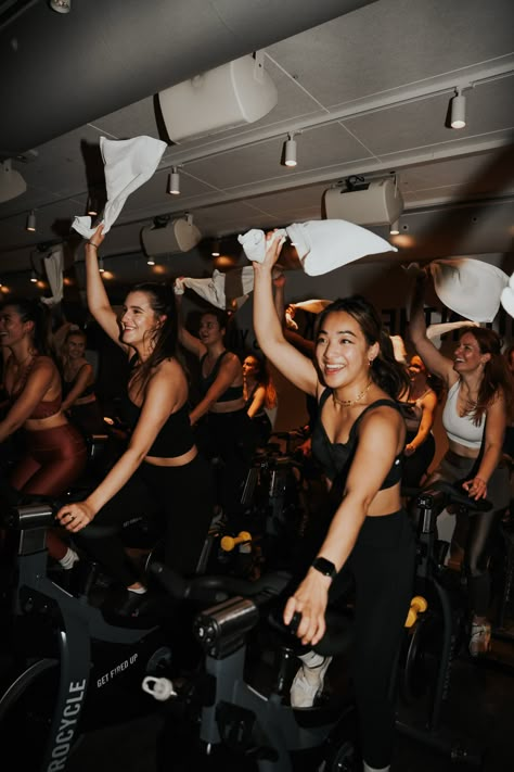 Spin Class Photography, Cycle Workout Aesthetic, Spin Asthetic Picture, Spin Class Workout Aesthetic, Spin Class Vision Board, Cycling Classes Aesthetic, Group Fitness Instructor Aesthetic, Spin Studio Photoshoot, Spin Cycle Aesthetic