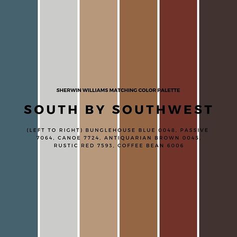 We have combed through the thousands of @sherwinwilliams color swatches to find the PERFECT colors for the South by Southwest Vibe. You're… Southwest Paint Colors, Western Color Palette, Modern Southwest Decor, Southwestern Colors, Southwest Colors, Western Rooms, Desert Style, Baked Clay, Western Bedroom