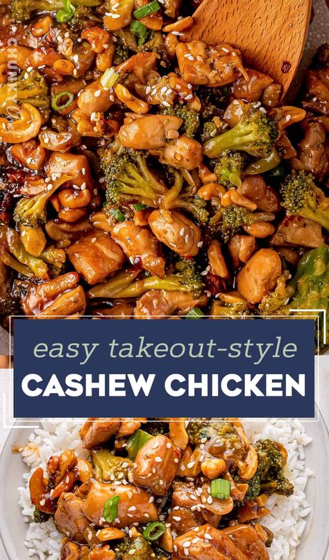 Chines Food, Asian Buffet, Chicken Cashew, Cashew Chicken Recipe, The Chunky Chef, Sticky Sauce, Chunky Chef, Chicken Pieces, Cashew Chicken