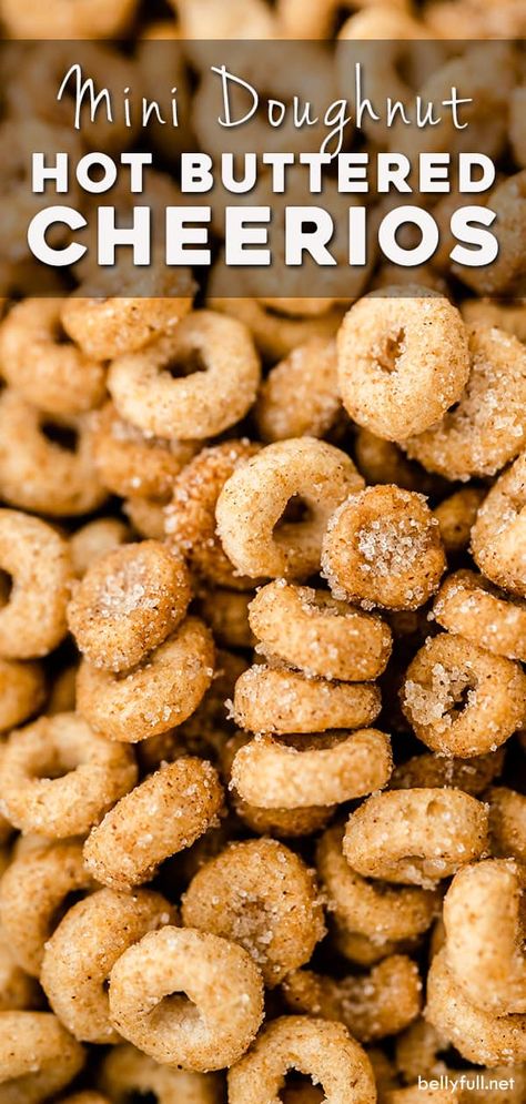 Salty Snack Mix Recipes, Cheerio Recipes, Hot Buttered Cheerios, Buttered Cheerios, Cheerios Snacks, Cheerios Recipes, Road Snacks, Snack Mixes, Mini Doughnuts