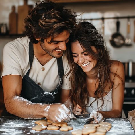 "Joyful #Baking Together: A happy #Couple engaged in baking, smiling as they decorate #Cookies in a warm #Kitchen. #Happiness #AIArt #AIPhoto #StockCake ⬇️ Download and 📝 Prompt 👉 https://stockcake.com/i/joyful-baking-together_684539_908036" Fireplace Couples Photoshoot, Family Cookie Baking Photoshoot, Cooking Couples Photoshoot, Happy Couple Wedding, Kitchen Engagement Shoot, Christmas Baking Photoshoot Couple, Baking Lifestyle Photography, Baking Couples Photoshoot, Couple Cooking Photoshoot