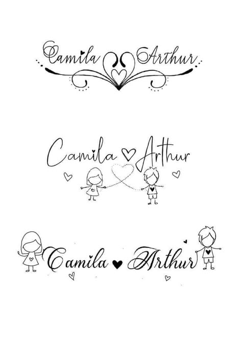 Tattoo Names Ideas, Couple Name Tattoo, Two Name Tattoo Ideas, Ideas De Desenhos, Couple Name Tattoos, Names Tattoo, Name Tattoo Ideas, Name Tattoos For Moms, Baby Tattoo Designs