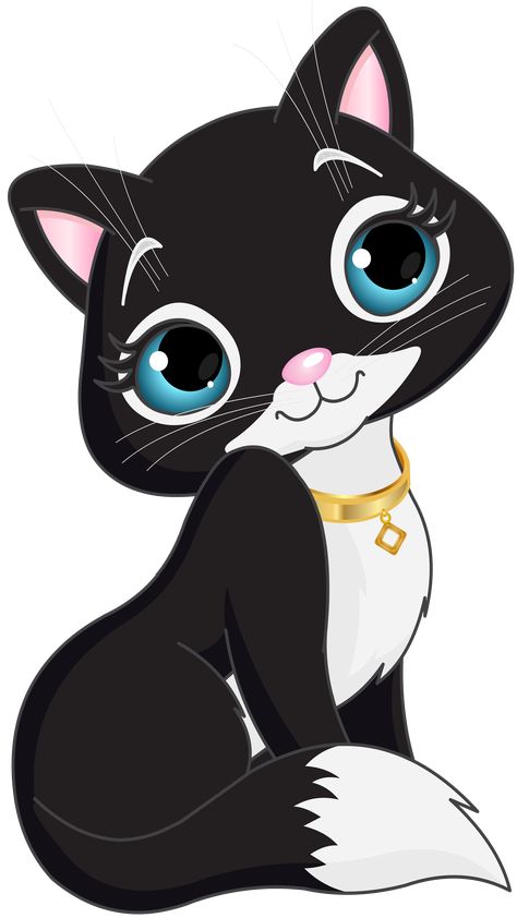 Art Mignon, Tuxedo Cats, Cat Clipart, Cartoons Png, Halloween Illustration, Black Kitten, Cat Birthday, Cat Painting, Cat Drawing