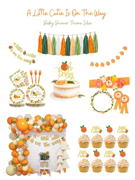 What A Cutie Baby Shower Theme, Theres A Cutie On The Way, Baby Shower Little Cutie Theme, A Cutie Is On The Way Gender Reveal, Lil Cutie Gender Reveal, Lil Cutie Baby Shower Theme Decor, Cutie Baby Shower Theme Orange, Cutie Baby Shower Table Setting, Cuties Themed Baby Shower Ideas