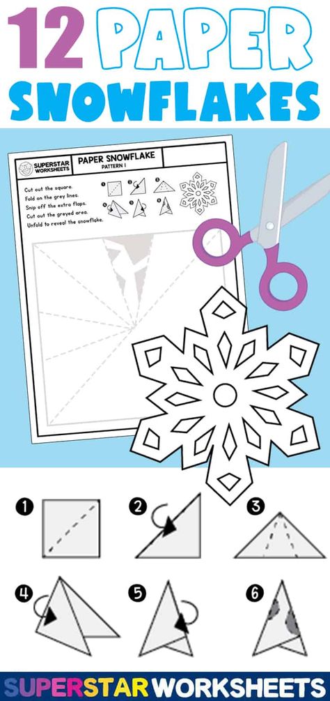 Snow Flake Tutorials, Snowflake Template Easy, Paper Craft Snowflake, How To Cut Out Snowflakes Easy, Snowflakes Printable Free, Paper Snowflake Patterns Easy, Snowflake Pattern Cutout, Easy Snowflake Template Printable Free, Free Snowflake Printables