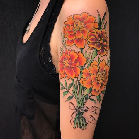 October Birth Flower Tattoo, Wildflowers Tattoo, Marigold Tattoo, Flor Tattoo, October Birth Flower, Cactus Tattoos, Daisy Flower Tattoos, October Birth Flowers, October Flowers