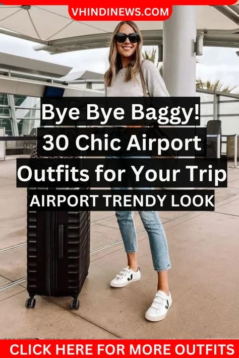 30 Best Comfy Long Flight Airport Outfits to Copy for Your Next Trip 72 Plane Outfit To Mexico, Airport Outfit With Jeans, Fall Airport Outfit Chic, Long Trip Outfit Travel, Long Travel Outfit Airport Style, Stylish Airplane Outfit, What To Wear When Flying Outfits, Samba Airport Outfit, Chic Airport Outfit Classy Winter