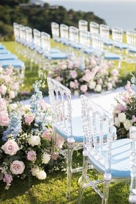 Destination Wedding Colors, Ocean View Wedding, Wedding In Thailand, Pastel Wedding Theme, Baby Blue Weddings, Pink Wedding Theme, Light Blue Wedding, Blue Themed Wedding, Pastel Wedding