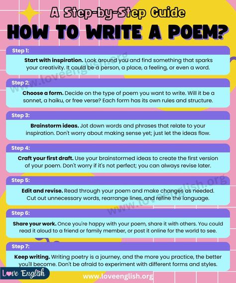 How to Write a Poem: A Simple Guide for Beginners 1 Poem Guide, How To Poetry Writing, Writing A Poem, Write A Poem, How To Write A Love Poem, Write Poems, How To Make Poetry, How To Write Poems For Beginners, How To Start A Poem