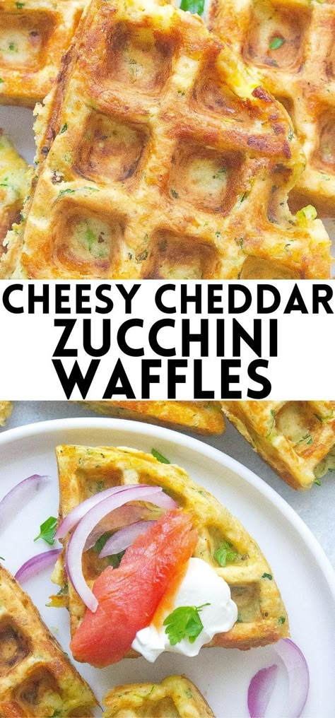 Zucchini Fritter Waffles, Waffle Iron Meals, Zucchini Waffles Pioneer Woman, Zucchini Waffles Low Carb, Savory Zucchini Waffles, Savory Waffle Sandwich, Cheese Waffles Recipe, Recipes With Waffles, Savory Breakfast Ideas Vegetarian