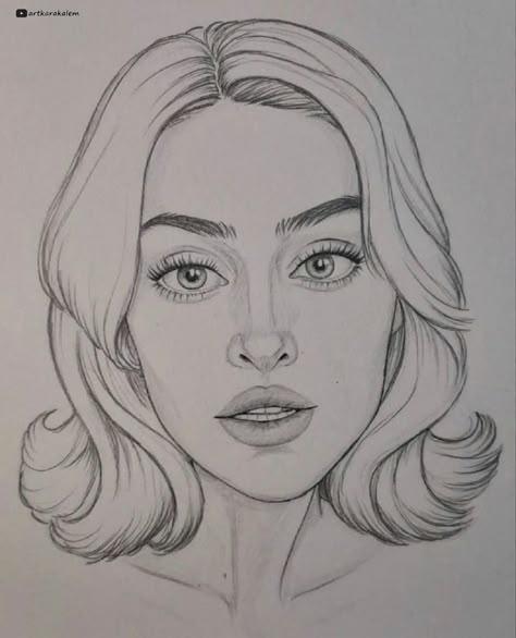 Simple Face Portrait, Pencil Potraits Sketch, Easy Portrait Drawing, Portraits Sketch, Beautiful Pencil Drawings, Pencil Drawing Images, Female Face Drawing, Pencil Portrait Drawing, Draw Faces