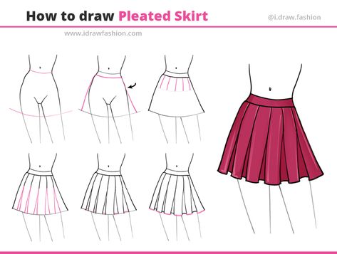 How to draw pleated skirt pinterest board by I Draw Fashion – How to draw a pleated skirt I Draw Fashion, Plated Skirt, Fashion Terminology, Saree Jacket Designs, Fashion Model Drawing, Clothing Pattern Design, Draw Fashion, Pleated Skirt Outfit, Sketching Tips