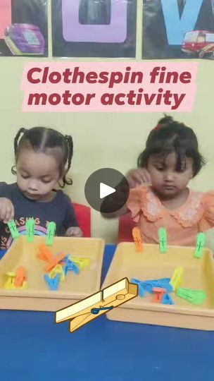 Clothespin fine motor activity | Easy to arrange fine motor activity 😊 
#preschoolers #playbasedlearning #montessorikids #preschoollife #LearningThroughPlay #kidsactivities... | By Sunrise Nursery SchoolFacebook Nursery Fine Motor Activities, Clothespin Activities Fine Motor, Sunrise Nursery, Activity Preschoolers, Clothespin Activities, Fun Fine Motor Activities, Fine Motor Activity, Playbased Learning, Nursery School