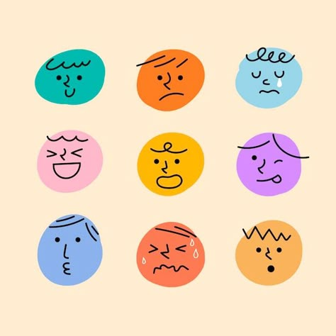 Abstract hand drawn comic faces with var... | Premium Vector #Freepik #vector #cute-emoji #emotions #sad-face #emotion-face Comic Faces, Emotion Cards, Feelings Faces, Face Doodles, Emotions Posters, Emotions Cards, Emotion Faces, Comic Face, Emoji Design