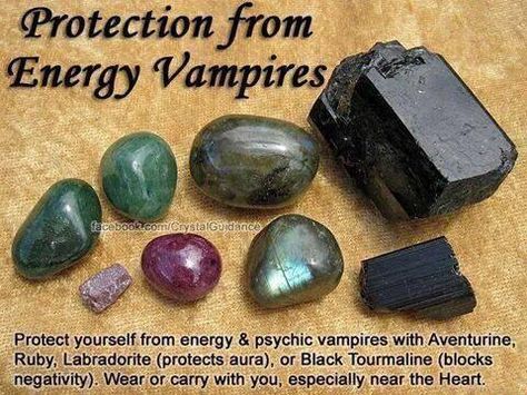 Crystals to protect from energy stealing people (energy vampires) Psychic Vampire, Energy Vampires, Crystal Therapy, Crystal Healing Stones, Crystals Healing, Crystal Magic, Gemstones Crystals, Gems Crystals, Crystal Meanings