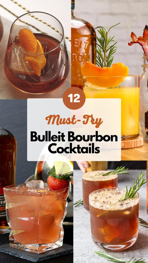 Bulleit Bourbon Cocktails Bourbon Dinner Recipes, Drinks Made With Bourbon, Bourbon Recipes Drink, Specialty Bourbon Cocktails, Bourbon Based Cocktails, Spicy Bourbon Cocktail, Amaro Cocktails, Signature Cocktail Drinks, Bulleit Bourbon Cocktails