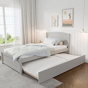 Twin Beds With Trundle, White Trundle Bed, Bloxburg Family Home, Home Interior Layout, Trundle Bed Twin, Day Bed With Trundle, Beds With Trundle, Pop Up Trundle, Trundle Bed Frame