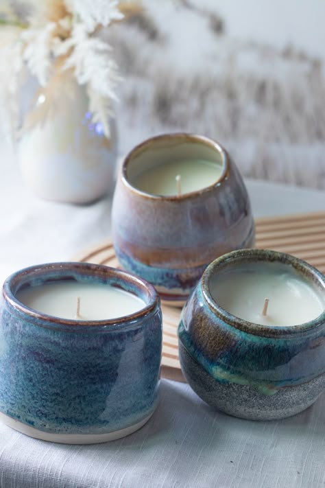 Candles In Ceramics, Candle Ceramic Pottery, Candle In Ceramic Jar, Candles In Pottery, Candle Pottery Ideas, Pottery Candle Holders Ideas, Ceramic Candle Holders Pottery, Ceramic Candle Holders Ideas, Pottery Candles