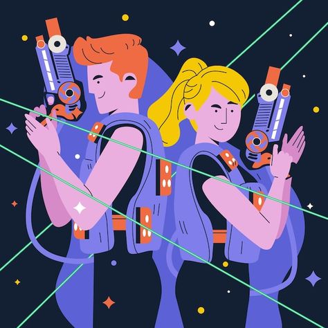 Laser Game, Sports Illustration, Brand Personality, Laser Tag, Game Illustration, Drawn Illustration, Tag Design, Art Refs, Flat Illustration