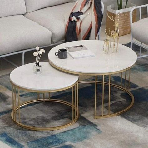 Luxury Center Table Design, Center Table Living Room Luxury, Round Centre Table, Modest Luxury, Centre Table Living Room, Coffee Table Metal Frame, Round Coffee Table Sets, Round Nesting Coffee Tables, Table Minimalist