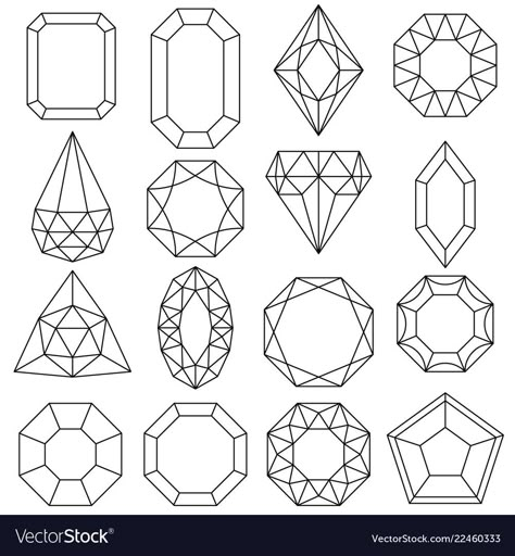 Gem Drawing, Jewel Drawing, Diamond Outline, Outline Template, Crystal Drawing, Outline Design, Shape Templates, Jewellery Design Sketches, Art Jewelry Design