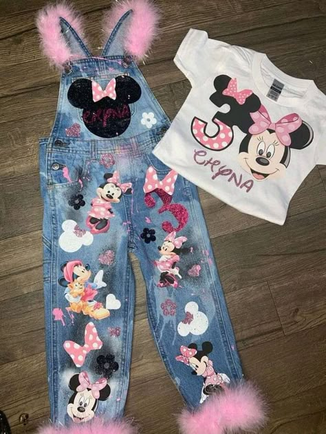 Minnie Mouse Overalls, Custom Kids Clothes, Kid Birthday Outfits, Minnie Mouse Birthday Outfit, Minnie Mouse Shoes, Minnie Mouse Outfits, Kids Overalls, Birthday Fits, Minnie Mouse Birthday Party