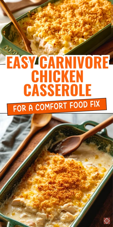 This creamy chicken casserole is the perfect addition to your carnivore diet! Packed with hearty, protein-rich chicken and a decadent sauce, it’s a comforting, low-carb meal that’s easy to prepare. Whether you’re meal prepping or craving comfort food, this casserole will hit the spot. Save this pin for a satisfying carnivore recipe! Creamy Keto Chicken Recipes, Bariatric Shredded Chicken Recipes, Low Carb Hearty Meals, Low Carb Shredded Chicken Recipes Easy, Summer Carnivore Recipes, Easy Healthy Meals On A Budget, Supper Ideas Keto, Comforting Casseroles Dinners, Carnivore Recipes With Chicken