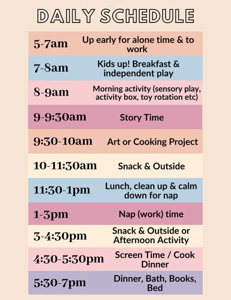 Daily Toddler Schedule To Try During Quarantine - The Mama Notes Mommy Routine Daily Schedules, Daily Toddler Schedule Stay At Home, Nanny Routine Daily Schedules, Sample Toddler Schedule, Nanny Daily Schedule, Schedule For Preschoolers At Home, Live In Nanny Schedule, Live In Nanny Tips, Stay At Home Mom Schedule Toddler