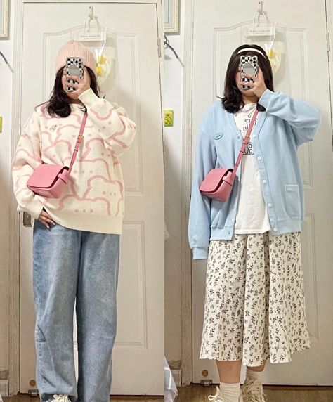 #plussize #plussizefashion #fashion #koreanstyle #pastel #cute #softcore #pastel Cute Korean Outfits Plus Size, Korean Fashion For Plus Size, Filipina Outfit Casual, Plus Size Ideas Outfits, Plus Korean Fashion, Korean Casual Outfits Plus Size, Cute Pastel Outfits Plus Size, Korean Fall Outfits Plus Size, Soft Outfits Plus Size