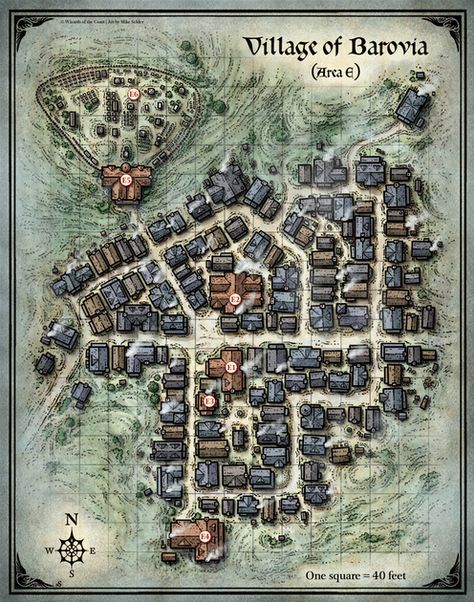 Curse of Strahd; Village of Barovia; (Digital DM & Player Versions) Curse Of Strahd, Fantasy City Map, Village Map, Dnd World Map, Fantasy Town, Fantasy World Map, Tabletop Rpg Maps, Rpg Maps, Rpg Map