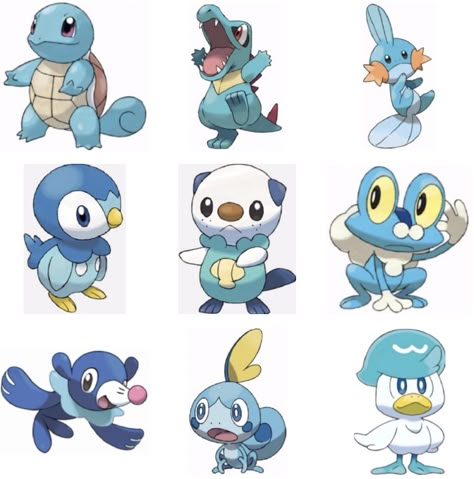 Water Starters Pokemon, Pokemon Water Starters, Pokemon Water Type, Fish Pokemon, Pokemon Sleeves, Pokemon Binder, Blue Pokemon, Water Pokemon, Sewing Soft Toys