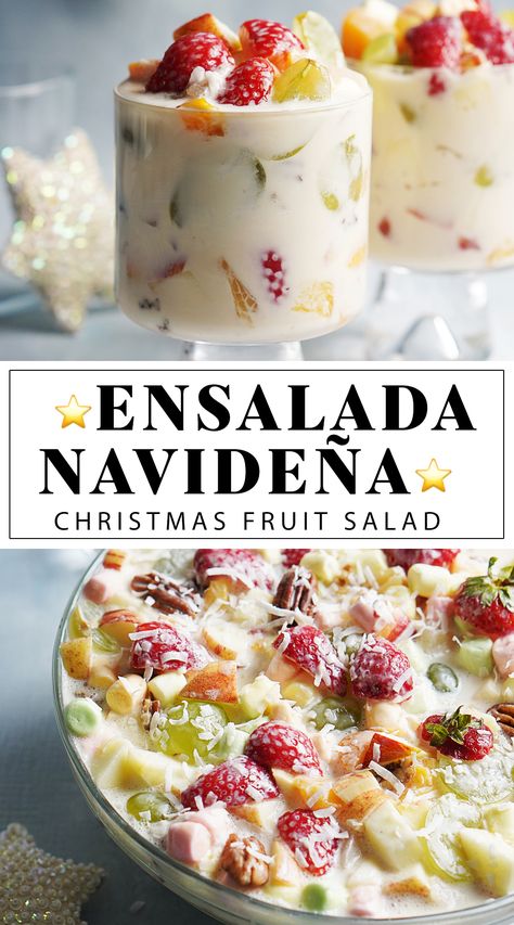 Mexican Fruit Salad, Mexican Christmas Food, Mexican Fruit Salads, Christmas Fruit Salad, Mexican Fruit, Mexican Dessert Recipes, Mexican Christmas, Slow Cooker Desserts, Christmas Fruit