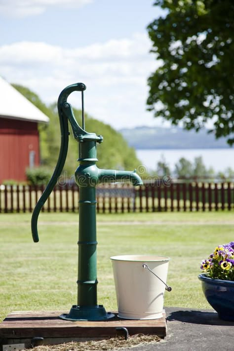 Water pump. Old water pump with bucket in a farm , #Sponsored, #pump, #Water, #water, #farm, #bucket #ad Water Pump Ideas, Hand Pump Well, Old Water Pumps, Garden Water Pump, Hand Water Pump, Lawn Art, Pump It Up, Well Pump, Garden Water