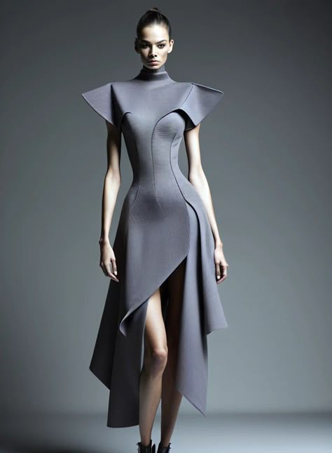 High Fashion Minimalist, Classy Futuristic Fashion, Modest Futuristic Fashion, Future Dress Fashion, Cotoure Dress Haute Couture, Futuristic Look Fashion, Avant Garde Business Fashion, Futuristic Minimalist Fashion, Contemporary Fashion Design