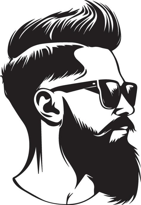 Hipster Hair, Beard Logo, Hipster Hairstyles, Black And White Logo, Black And White Logos, Tree Saw, Wedding People, Black Silhouette, Heart Tree