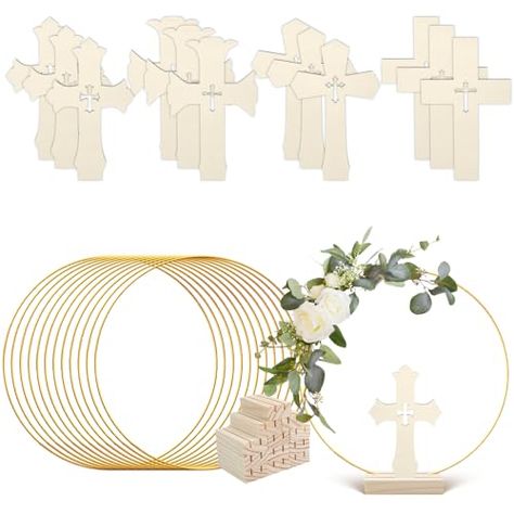 Communion Centerpieces For Boys, First Communion Party Decorations, First Communion Decorations Centerpieces, Baptism Decorations Centerpieces, Communion Table Centerpieces, Hoop Centerpiece, Communion Centerpieces, Communion Table, Baptism Centerpieces