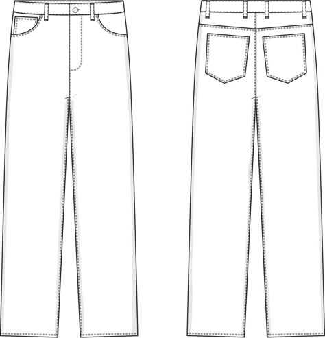 Jeans Flat Sketch, Pants Technical Drawing, Clothes Mockup Free, Pants Template, Pants Mockup, Clothes Mockup, Trendy Bags For Women, Jeans Drawing, Hair Stenciling