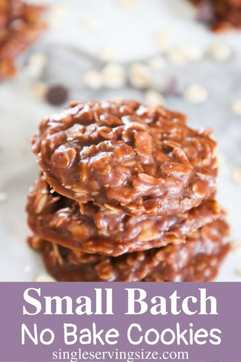 Small Batch Cookie Recipes, Oatmeal Peanut Butter Chocolate Chip Cookies, Small Batch Cake, Small Batch Cookie, Oatmeal Peanut Butter Chocolate Chip, Chocolate Peanut Butter Oatmeal Cookies, Cookies For Two, Small Batch Cookie Recipe, Best No Bake Cookies